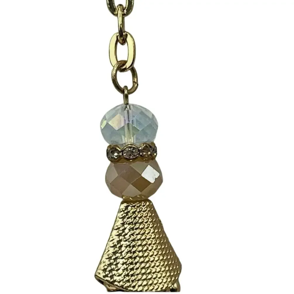 Natasha MultiStrand Layered Peach Opal White AB Beaded Statement Necklace‎